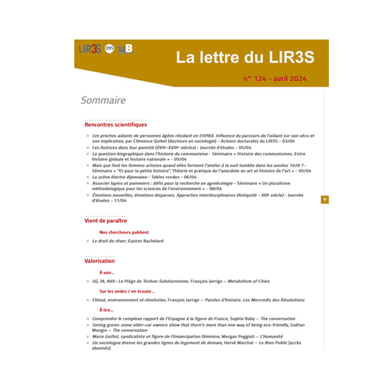 Lettre électronique mensuelle du LIR3S