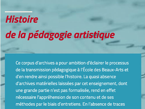 Histoire de la pedagogie artistique - LIR3S